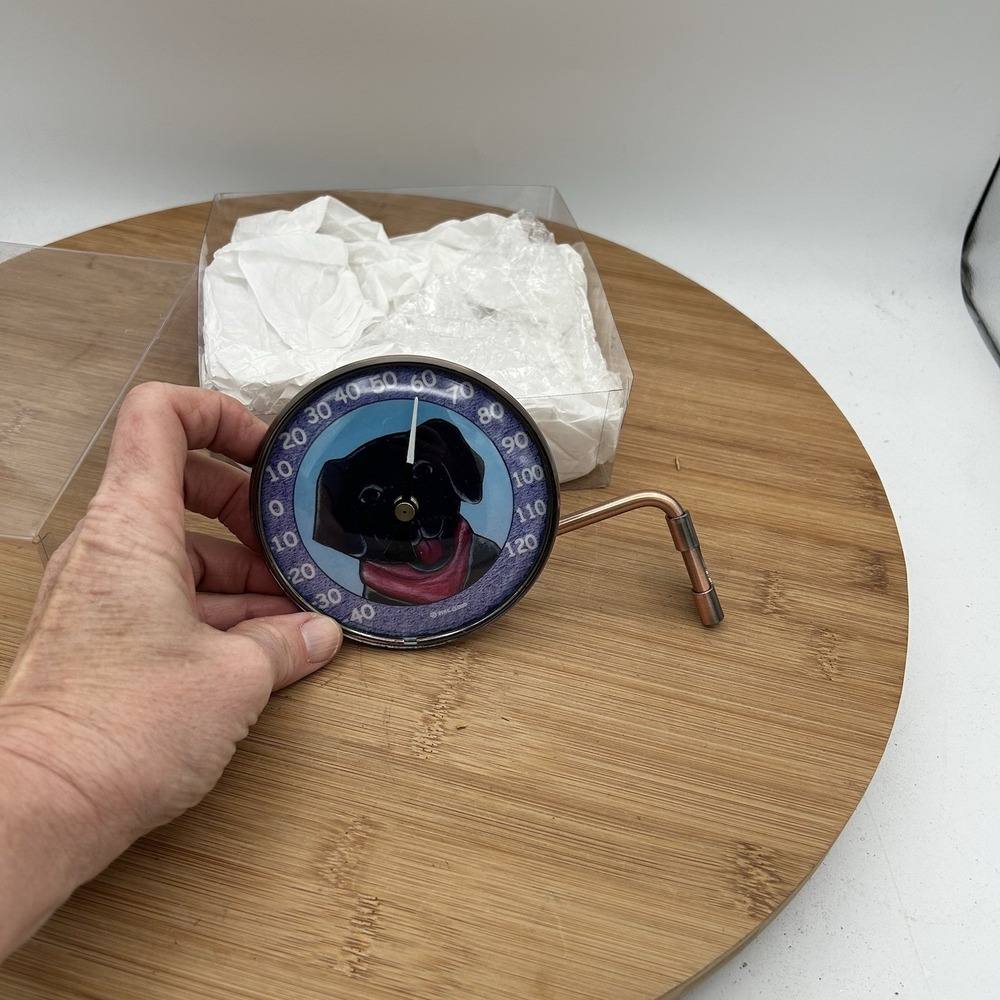 NEW Copper Toned Dial Round Thermometer with Black Lab + Wall Mount 4.25" Diam.